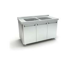 Λάντζα κλειστή 135x70x87cm με ανοιγόμενες πόρτες με 1 γούρνα 50x50cm - LANKL135A1G