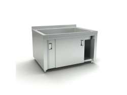 Λάντζα κλειστή 140x70x87cm με συρόμενες πόρτες με 1 μεγάλη γούρνα 96x51cm - LANK140.B.1