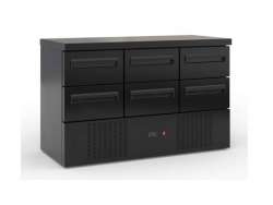 Ανοξείδωτο ψυγείο πάγκος συντήρηση PSM13560DM με 6 συρτάρια μηχανή κάτω BLACK