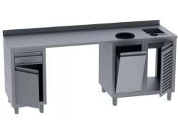 Ερμάριο Καφέ - Bar Station Με Θέση Ψυγείου Γούρνα Rinser Απορρίμματα Συρταριέρα Καφέ 200x70x92cm