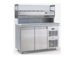 Ψυγεία πίτσας συντήρηση με επιτραπέζιο set-up PSM135PIZZA/2GN για 6 GN 1/4 με γρανίτη και μηχανή